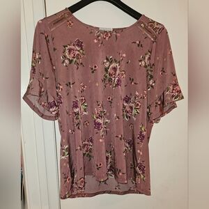 Luxology XL Pink/Red Floral Top